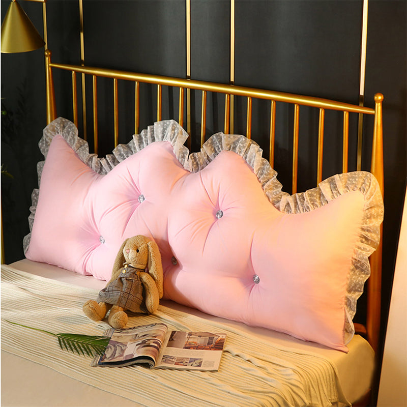 2X 120cm Pink Princess Bed Pillow Headboard Backrest Bedside Tatami Sofa Cushion with Ruffle Lace Home Decor