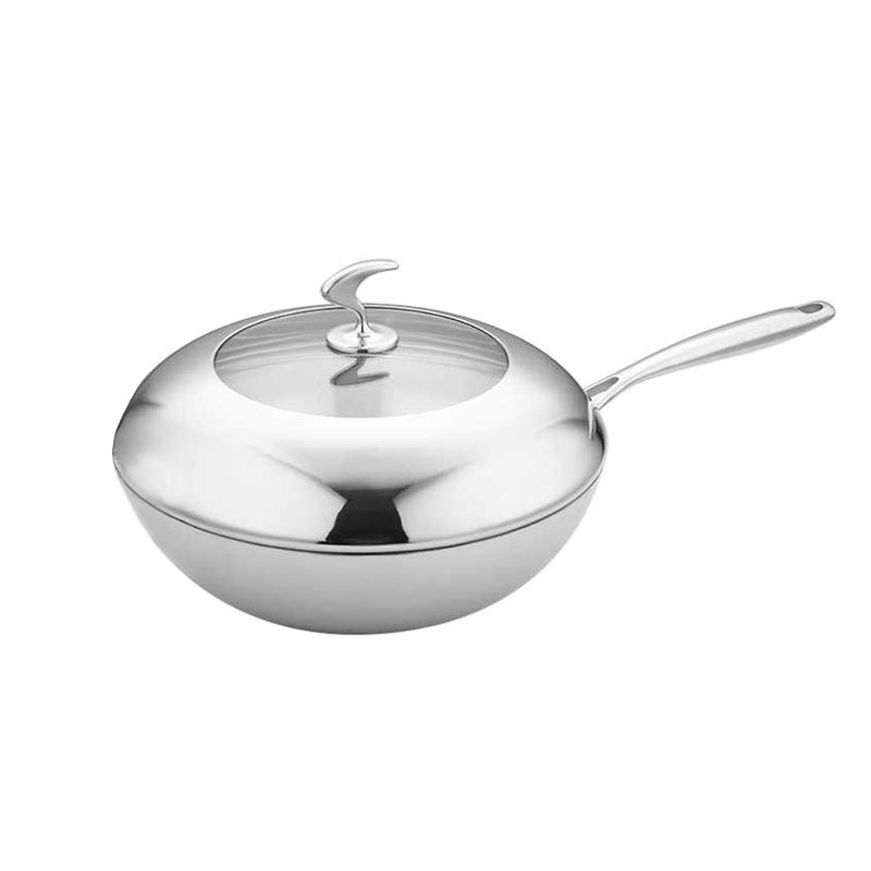 18/10 Stainless Steel Fry Pan 30cm Frying Pan Top Grade Cooking Non Stick Interior Skillet with Lid