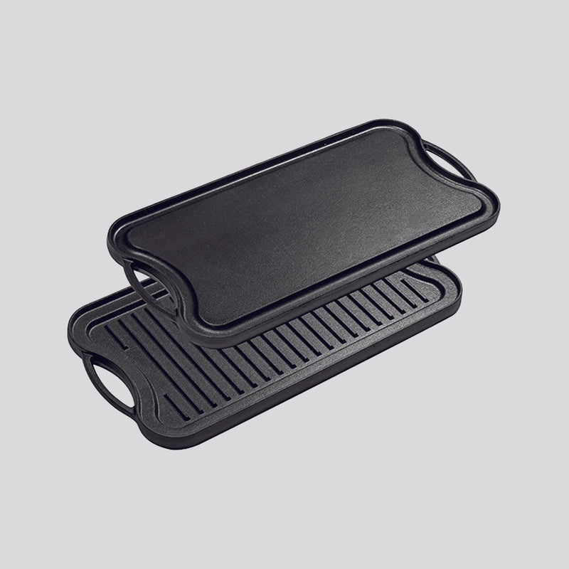 50.8cm Cast Iron Ridged Griddle Hot Plate Grill Pan BBQ Stovetop