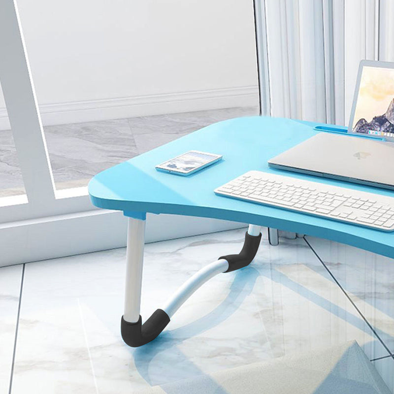 Blue Portable Bed Table Adjustable Foldable Bed Sofa Study Table Laptop Mini Desk with Notebook Stand Card Slot Holder Home Decor