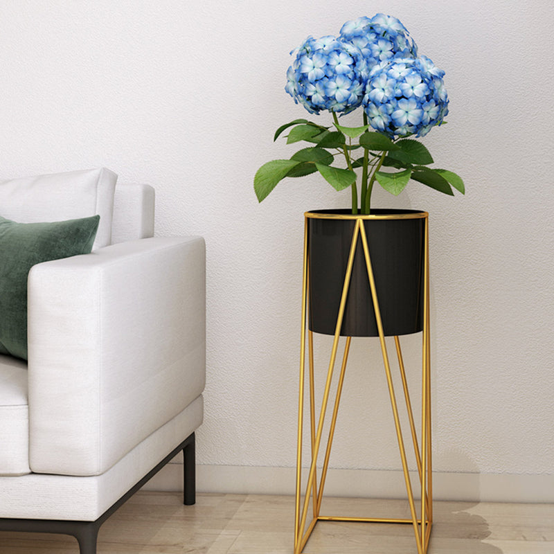 70cm Gold Metal Plant Stand with Black Flower Pot Holder Corner Shelving Rack Indoor Display