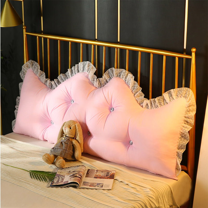 180cm Pink Princess Bed Pillow Headboard Backrest Bedside Tatami Sofa Cushion with Ruffle Lace Home Decor