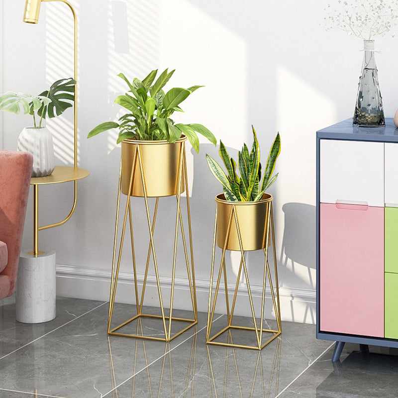2X 70cm Gold Metal Plant Stand with Gold Flower Pot Holder Corner Shelving Rack Indoor Display