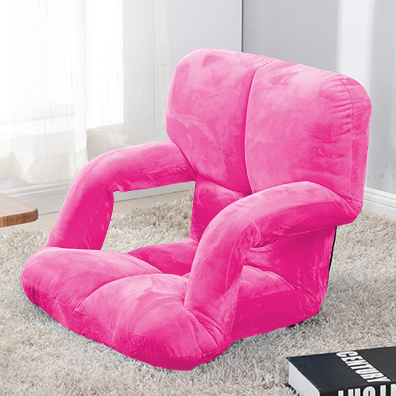 4X Foldable Lounge Cushion Adjustable Floor Lazy Recliner Chair with Armrest Pink