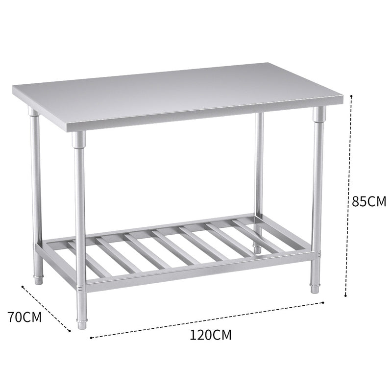 120*70*85cm Commercial Catering Kitchen Stainless Steel Prep Work Bench