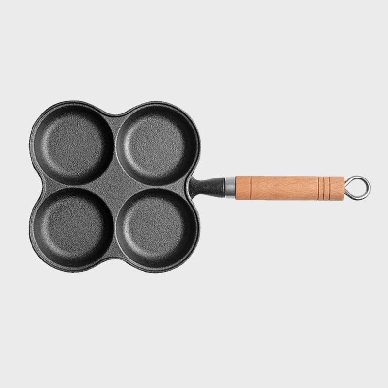 4 Mold Multi-Portion Cast Iron Breakfast Fried Egg Pancake Omelet Fry Pan