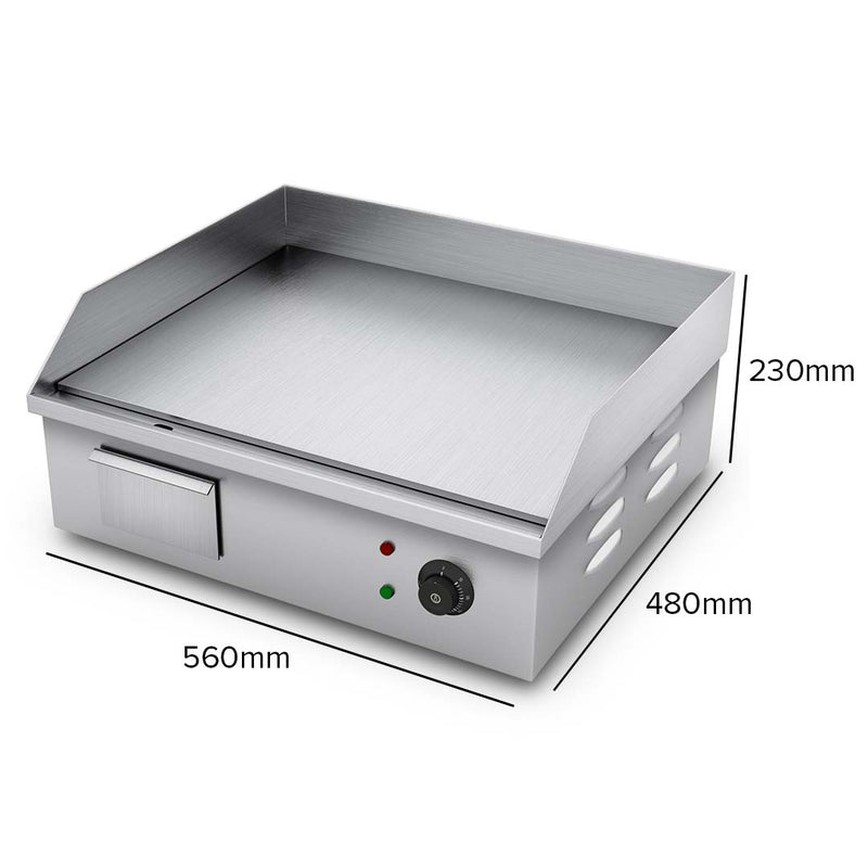 Electric Stainless Steel Flat Griddle Grill BBQ Hot Plate 2200W 56*48*23cm