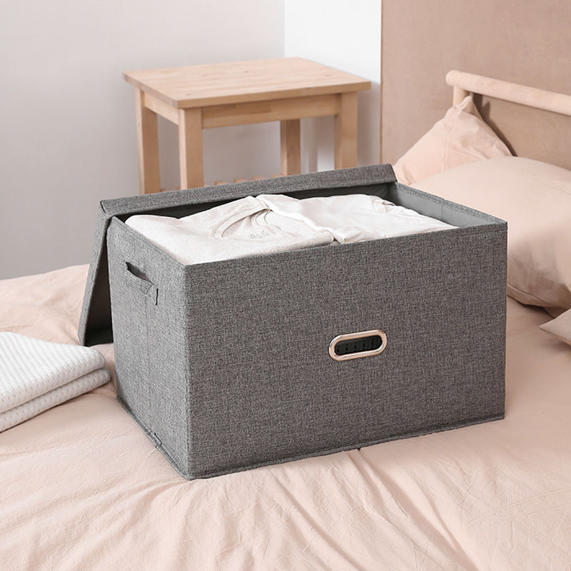 Grey Small Foldable Canvas Storage Box Cube Clothes Basket Organiser Home Decorative Box