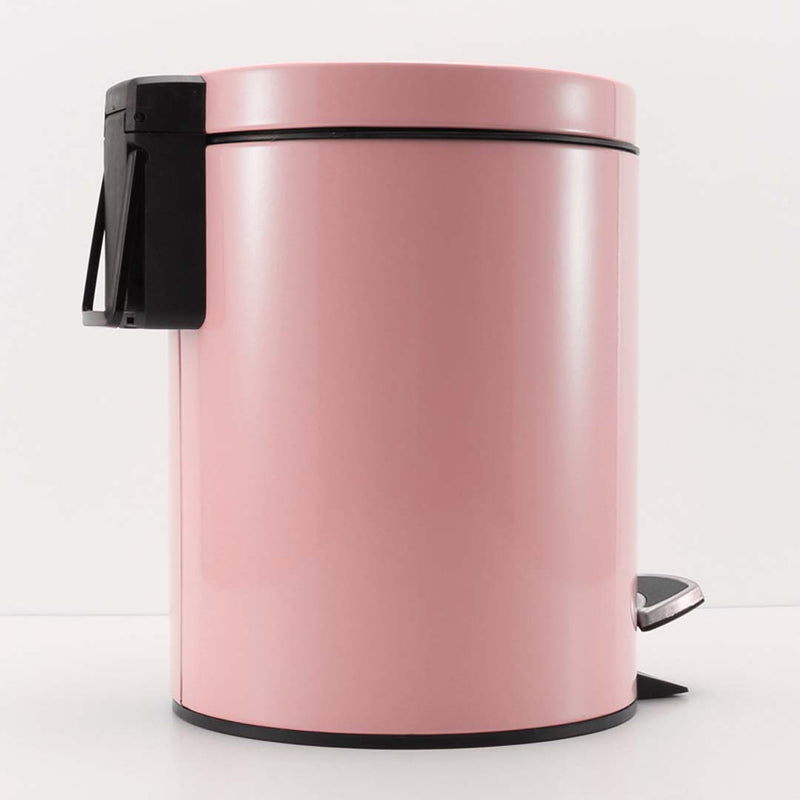 Foot Pedal Stainless Steel Rubbish Recycling Garbage Waste Trash Bin Round 12L Pink