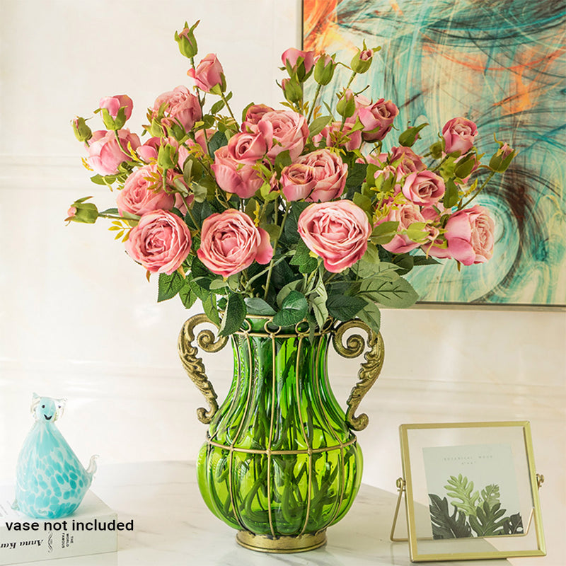 10 Bunch Artificial Silk Rose 6 Heads Flower Fake Bridal Bouquet Table Decor Pink