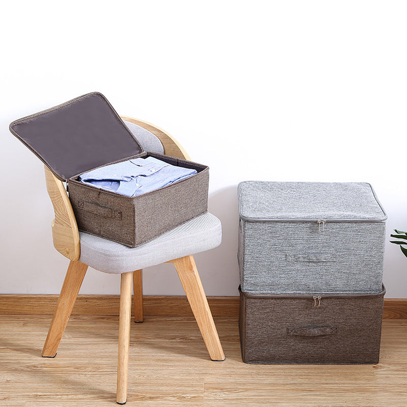 2X Coffee Small Portable Double Zipper Storage Box Moisture Proof Clothes Basket Foldable Home Organiser