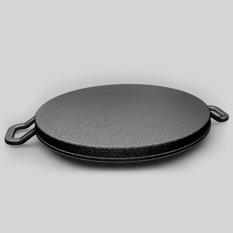 2X 28cm Ribbed Cast Iron Frying Pan Skillet Coating Steak Sizzle Platter