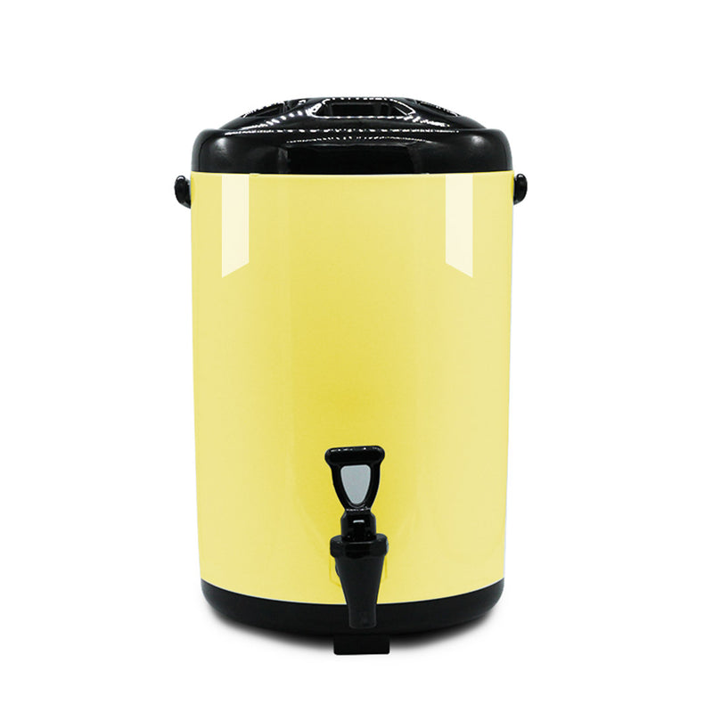 8L Stainless Steel Insulated Milk Tea Barrel Hot and Cold Beverage Dispenser Container with Faucet Yellow