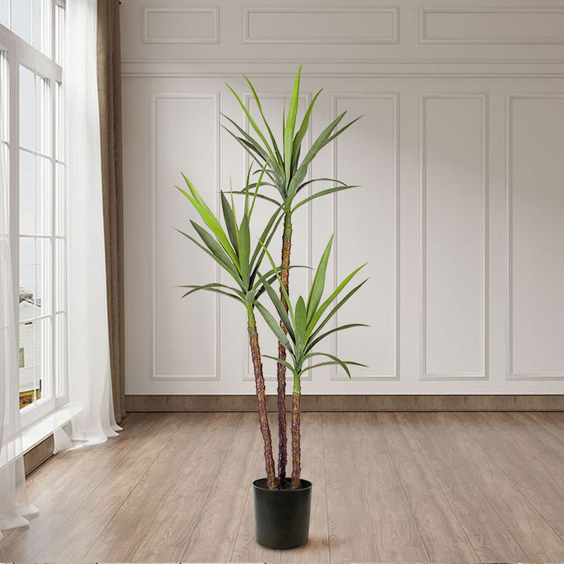 2X 150cm Artificial Natural Green Dracaena Yucca Tree Fake Tropical Indoor Plant Home Office Decor