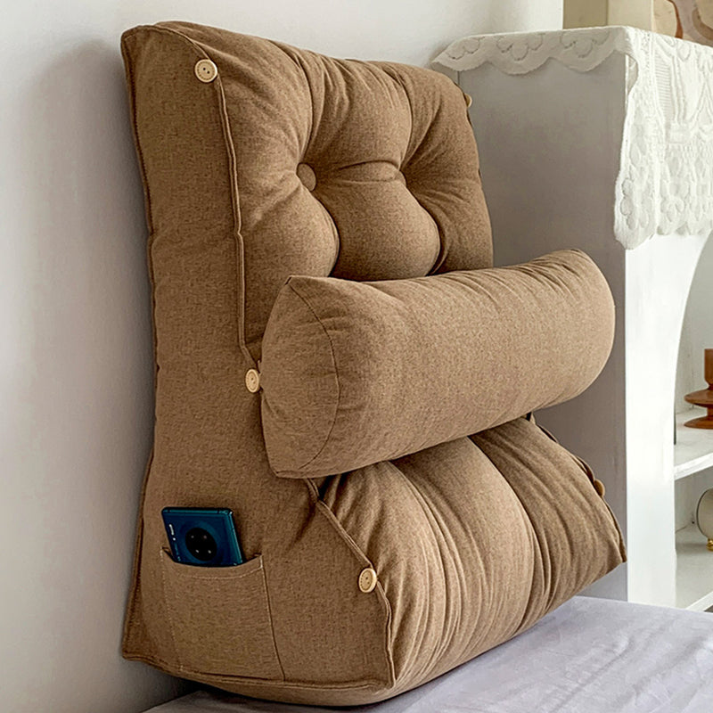 45cm Khaki Triangular Wedge Lumbar Pillow Headboard Backrest Sofa Bed Cushion Home Decor