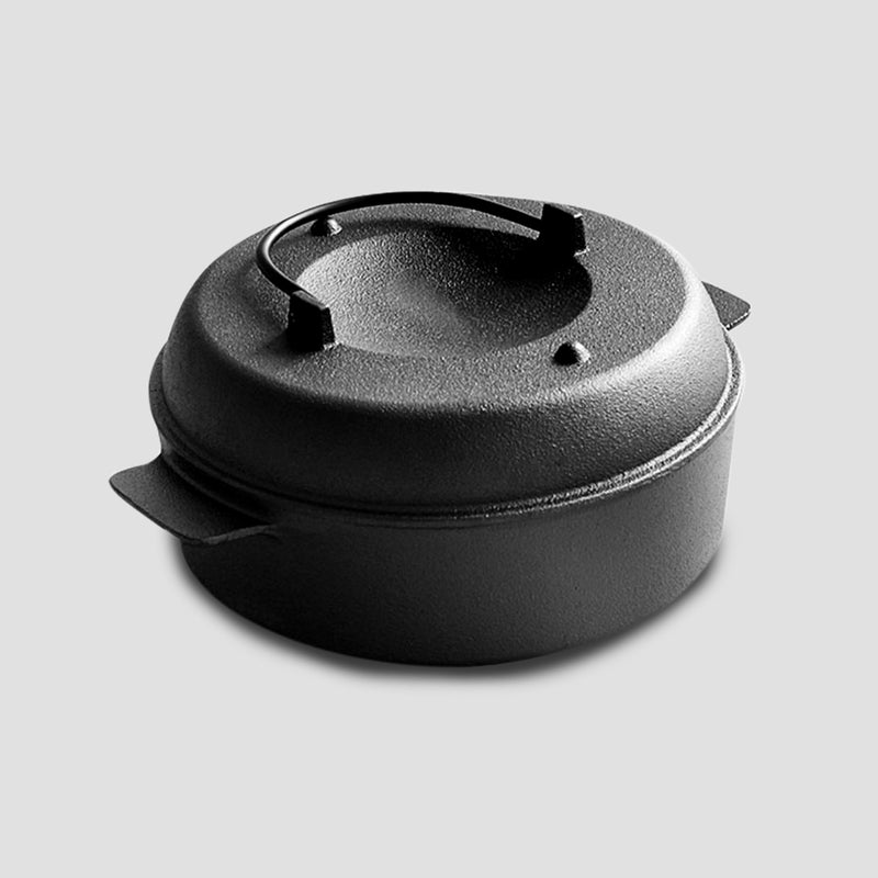 2X 28cm Cast Iron Dutch Oven Pre-Seasoned Camping Stew Pot with Lid