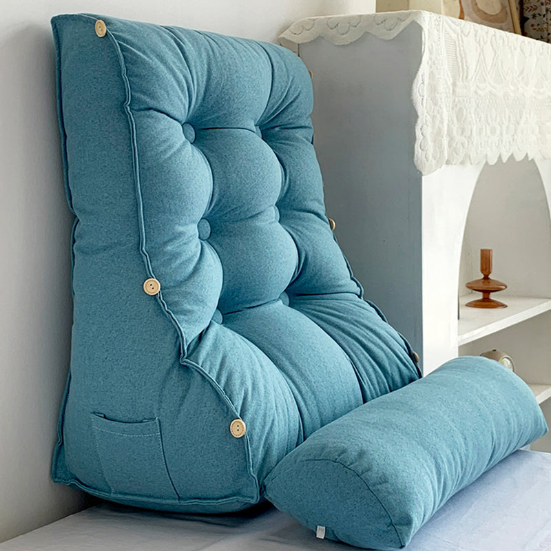 2X 60cm Blue Triangular Wedge Lumbar Pillow Headboard Backrest Sofa Bed Cushion Home Decor