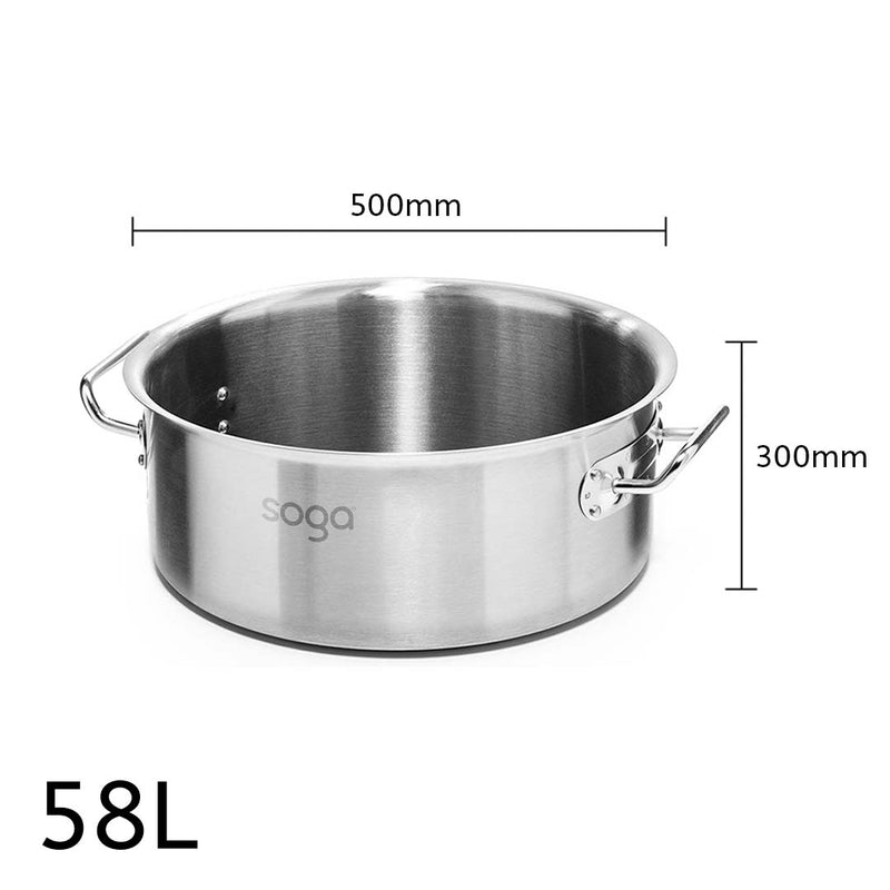 Stock Pot 58L Top Grade Thick Stainless Steel Stockpot 18/10 Without Lid