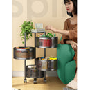 4 Tier Steel Round Rotating Kitchen Cart Multi-Functional Shelves Portable Storage Organizer with Wheels
