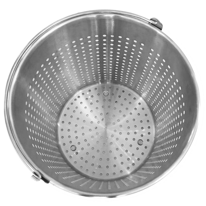 98L 18/10 Stainless Steel Perforated Stockpot Basket Pasta Strainer with Handle