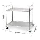 2 Tier 86x54x94cm Stainless Steel Kitchen Dinning Food Cart Trolley Utility Round Large