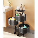 4 Tier Steel Round Rotating Kitchen Cart Multi-Functional Shelves Portable Storage Organizer with Wheels