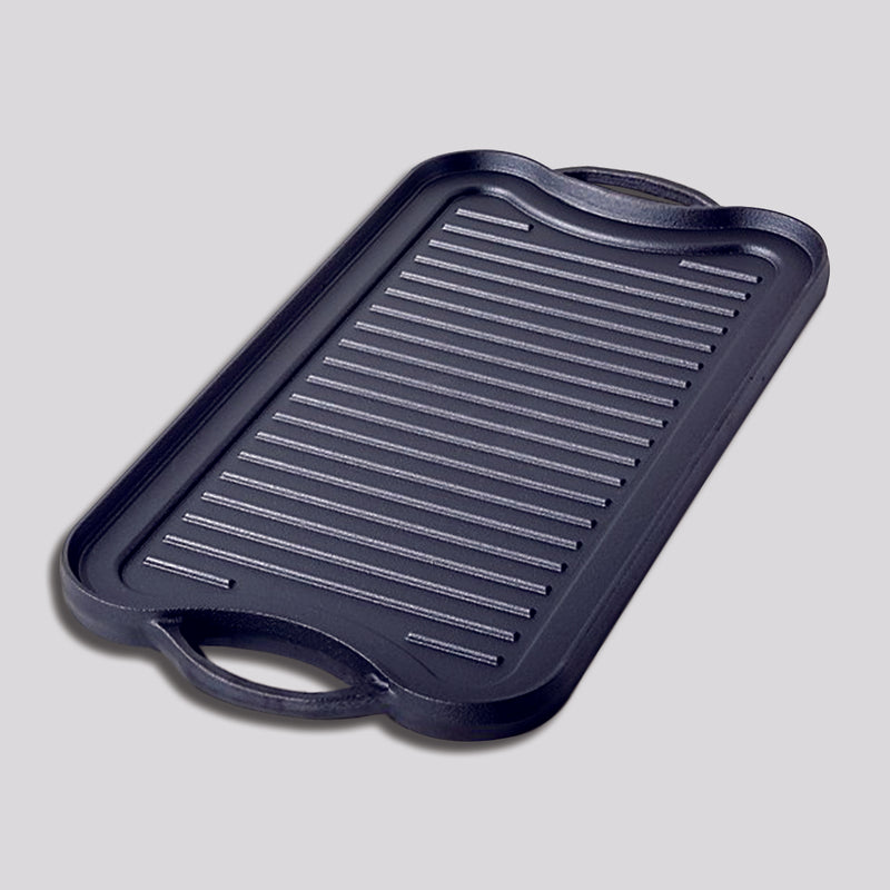 50.8cm Cast Iron Ridged Griddle Hot Plate Grill Pan BBQ Stovetop