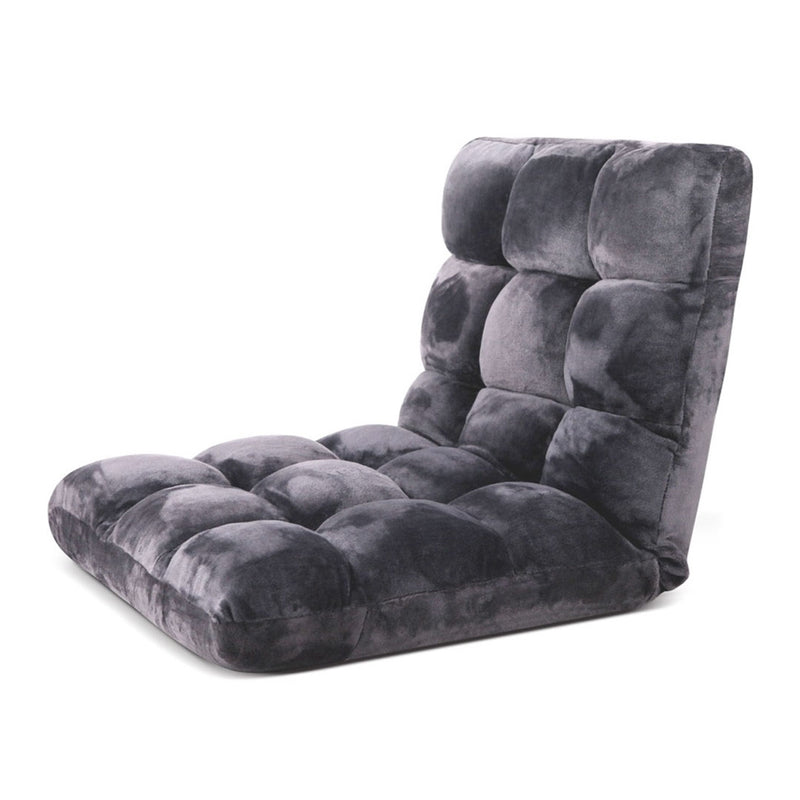 Floor Recliner Folding Lounge Sofa Futon Couch Folding Chair Cushion Grey