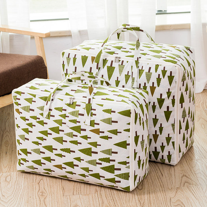 2X Green Pine Tree Super Large Storage Luggage Bag Double Zipper Foldable Travel Organiser Essentials