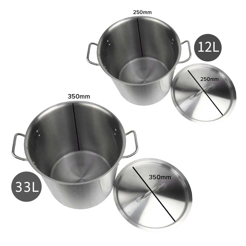 Stock Pot 12L 33L Top Grade Thick Stainless Steel Stockpot 18/10