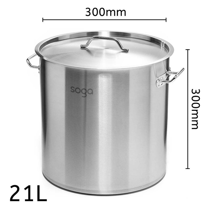 Stock Pot 21L Top Grade Thick Stainless Steel Stockpot 18/10