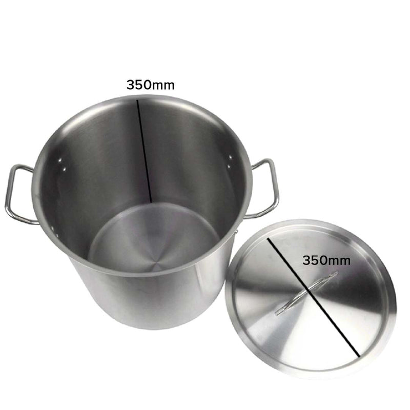 Stock Pot 33L Top Grade Thick Stainless Steel Stockpot 18/10 Without Lid