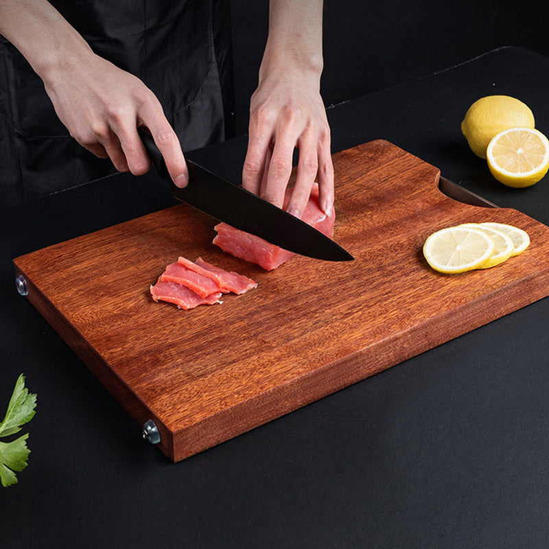 50cm Rectangular Wooden Ebony Butcher Block Non-slip Chopping Food Serving Tray Charcuterie Board