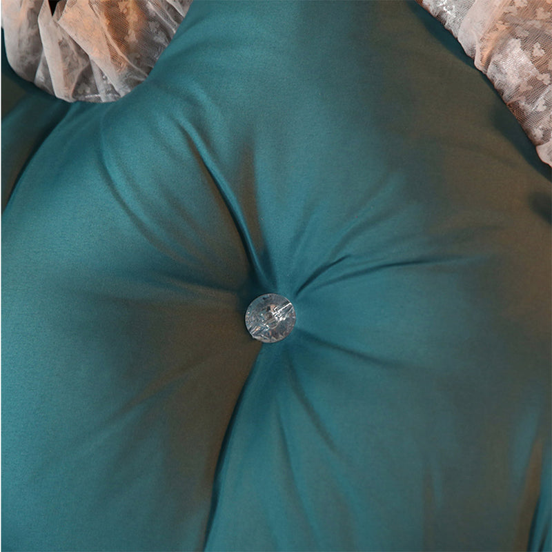 150cm Blue-Green Princess Bed Pillow Headboard Backrest Bedside Tatami Sofa Cushion with Ruffle Lace Home Decor
