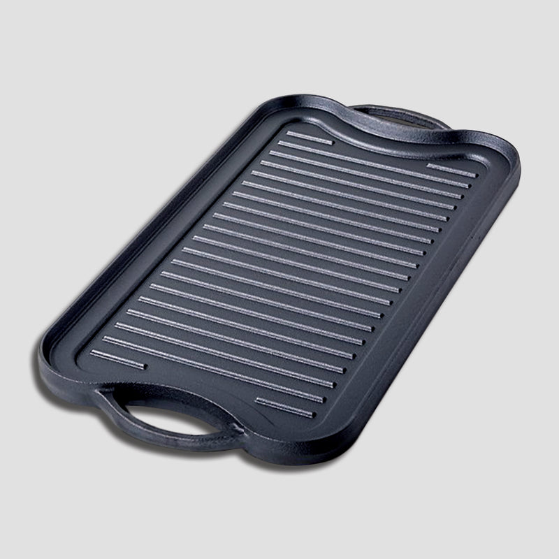 2X 50.8cm Cast Iron Ridged Griddle Hot Plate Grill Pan BBQ Stovetop