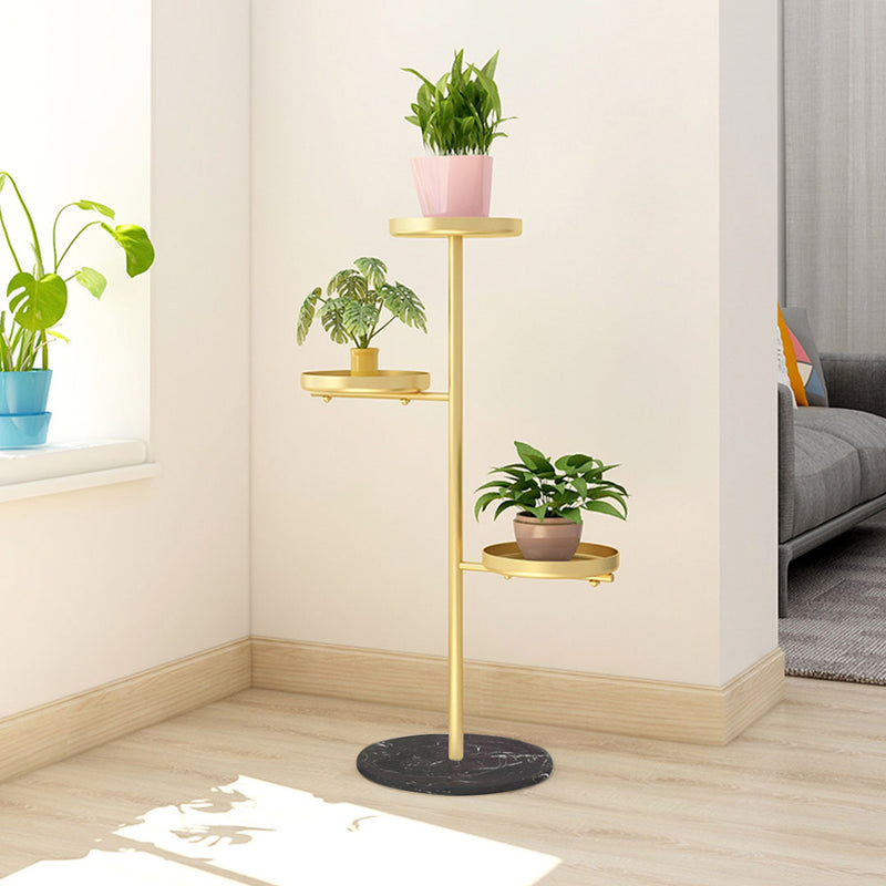 3 Tier Gold Round Plant Stand Flowerpot Tray Display Living Room Balcony Metal Decorative Shelf
