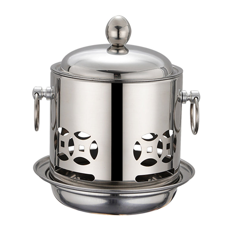 Stainless Steel Mini Asian Buffet Hot Pot Single Person Shabu Alcohol Stove Burner with Lid