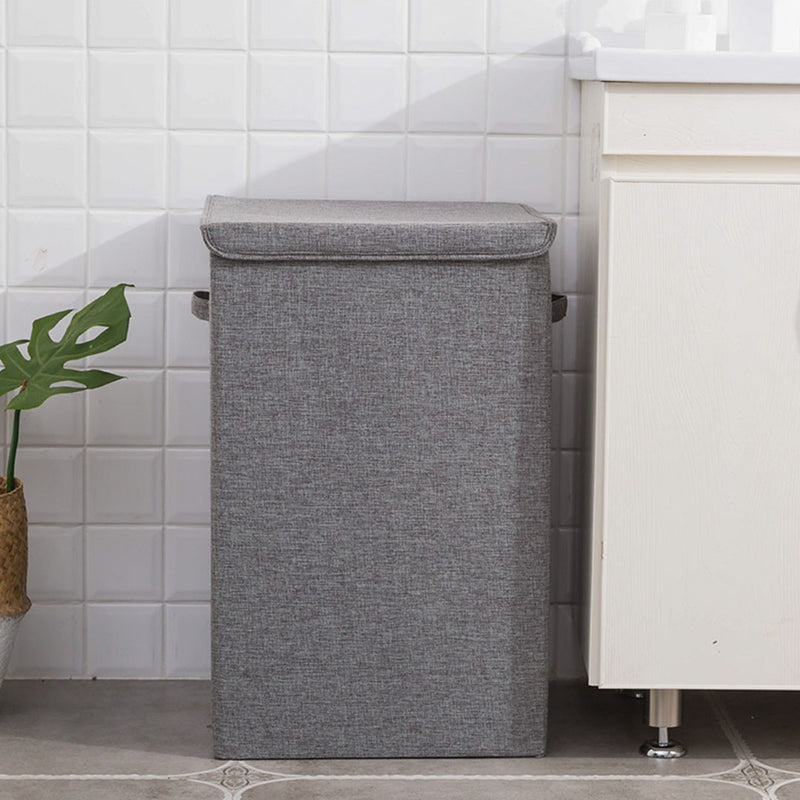 2X  Grey Medium Collapsible Laundry Hamper Storage Box Foldable Canvas Basket Home Organiser Decor