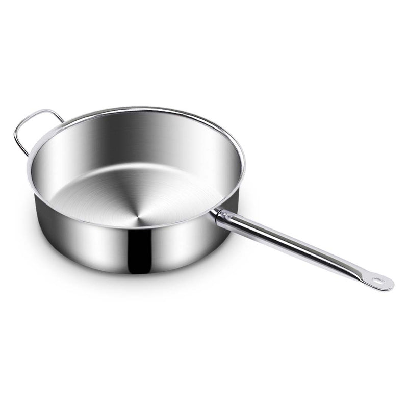 2X 32cm Stainless Steel Saucepan Sauce pan with Glass Lid and Helper Handle Triple Ply Base Cookware