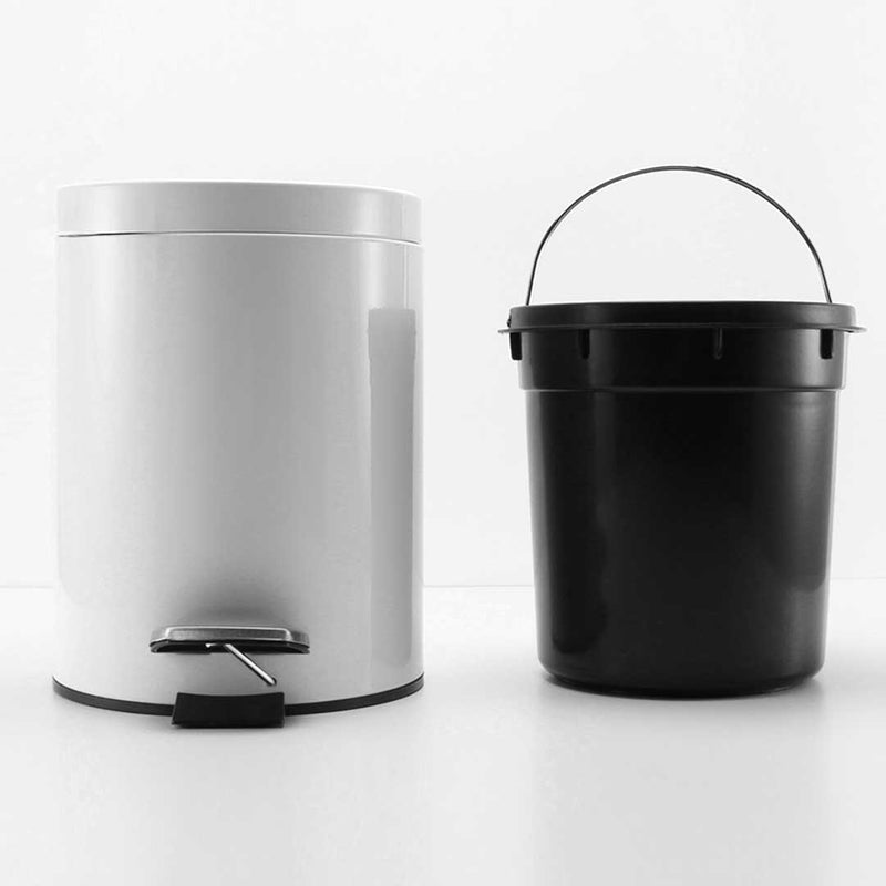 2X 12L Foot Pedal Stainless Steel Rubbish Recycling Garbage Waste Trash Bin Round White