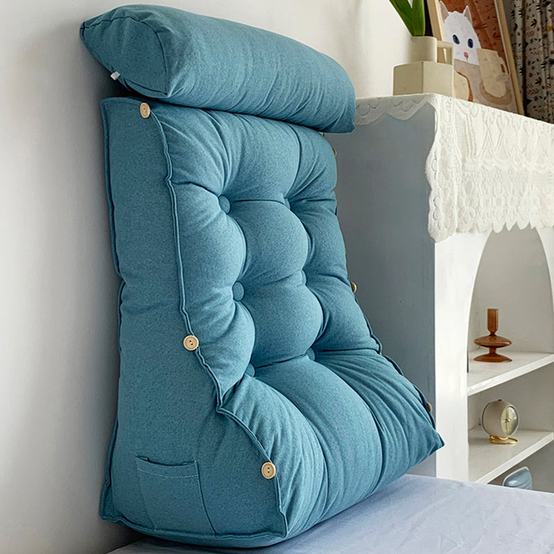 2X 60cm Blue Triangular Wedge Lumbar Pillow Headboard Backrest Sofa Bed Cushion Home Decor