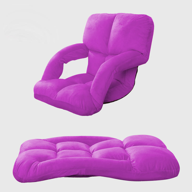 2X Foldable Lounge Cushion Adjustable Floor Lazy Recliner Chair with Armrest Purple