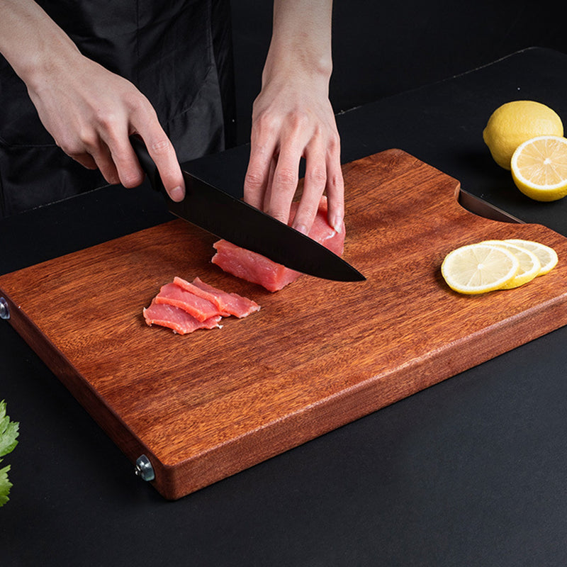 2X 48cm Rectangular Wooden Ebony Butcher Block Non-slip Chopping Food Serving Tray Charcuterie Board