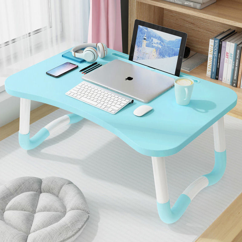 Blue Portable Bed Table Adjustable Foldable Bed Sofa Study Table Laptop Mini Desk with Notebook Stand Cup Slot Home Decor