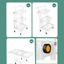 3 Tier Steel White Adjustable Kitchen Cart Multi-Functional Shelves Portable Storage Organizer with Wheels