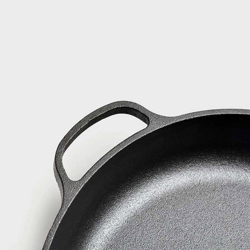 2X 29cm Round Cast Iron Frying Pan Skillet Steak Sizzle Platter with Helper Handle