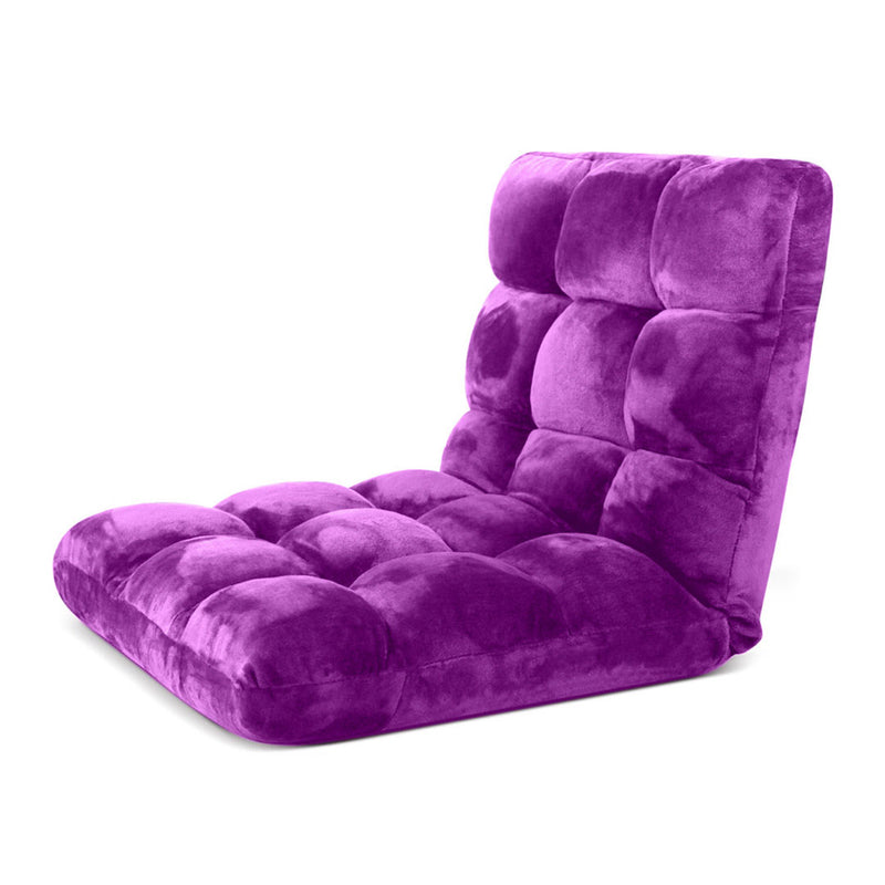 4X Floor Recliner Folding Lounge Sofa Futon Couch Folding Chair Cushion Purple