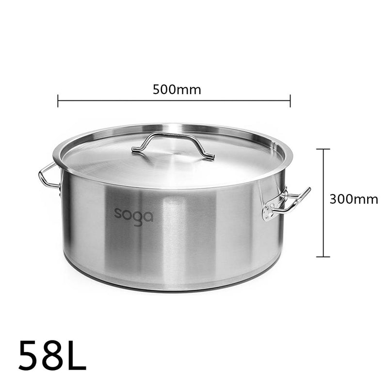 Stock Pot 58L Top Grade Thick Stainless Steel Stockpot 18/10