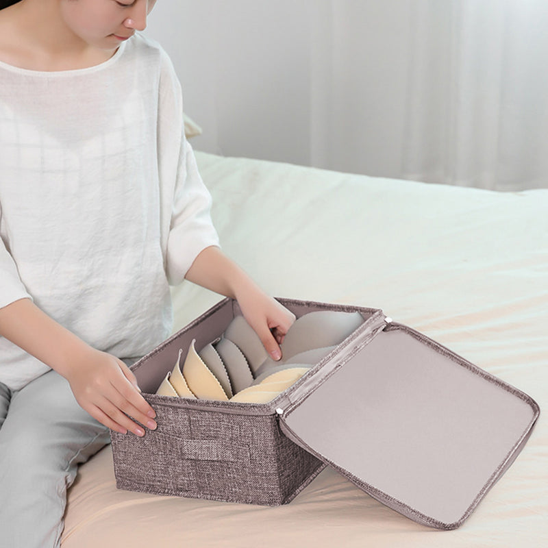 2X Coffee Small Portable Double Zipper Storage Box Moisture Proof Clothes Basket Foldable Home Organiser