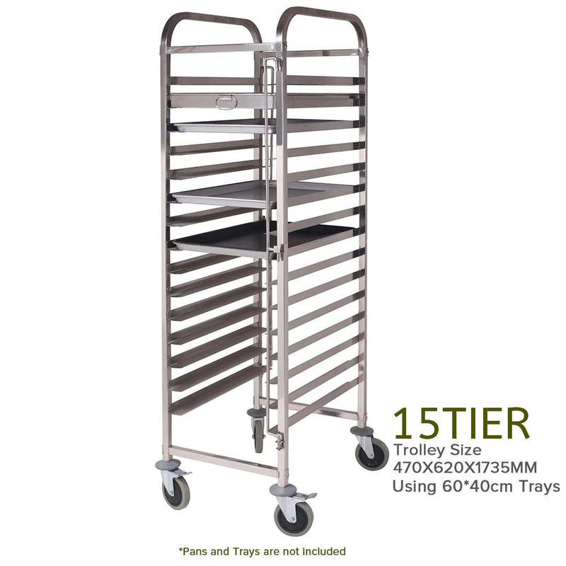 Gastronorm Trolley 15 Tier Stainless Steel Cake Bakery Trolley Suits 60*40cm Tray